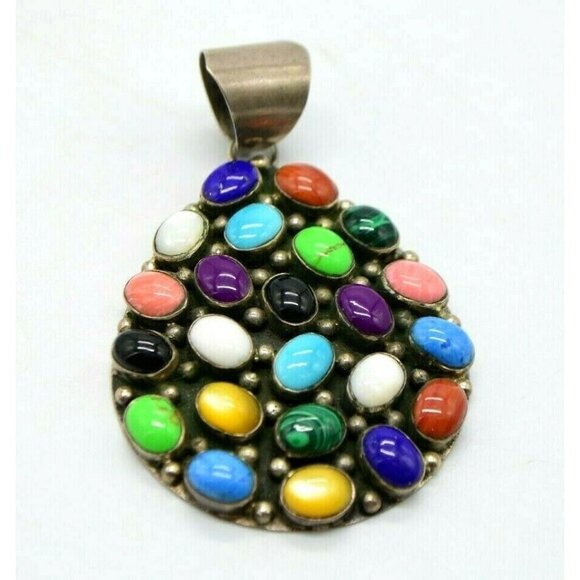 Ronnie Willie Navajo Sterling Silver Large Multi-C - Picture 1 of 6